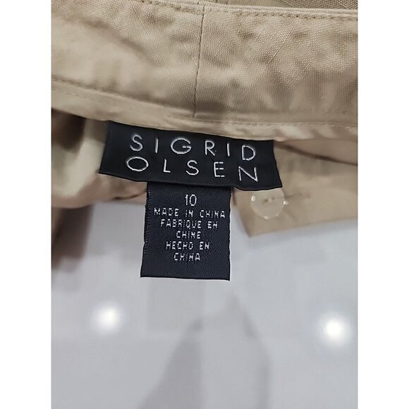 SIGRID OLSEN Pants Silk Linen Tan Mid-rise Lined Trousers Women's 10 - Picture 5 of 7